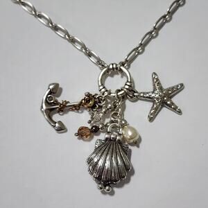 Brighton Nantucket pearl anchor starfish oyster charm necklace
